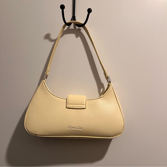 Kimchi Blue Cream Shoulder Bag Bow Detail Coquette Baguette Purse - Picture 3 of 4